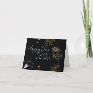 Elegante Neujahrs-Grußkarte 2026 Feiertagskarte
