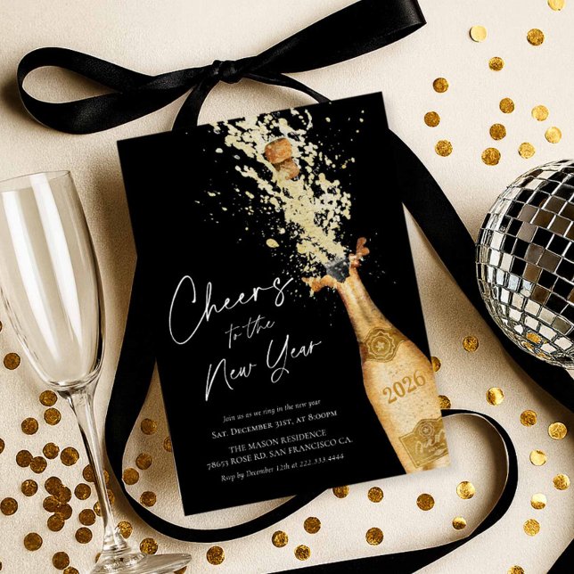 Elegante Neujahrsfeier-Einladung Einladung (Elegant New Years Party Invitation)
