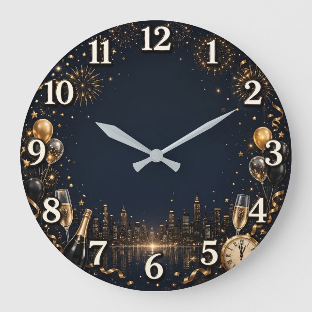 Elegante Neujahrsfeier Wanduhr (Vorderseite)
