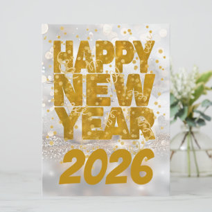 Elegante Neujahrsgrüße in Gold Feiertagskarte