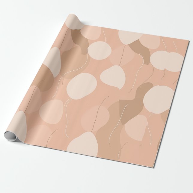 Elegante Neutrale: Abstraktes Balonmuster Geschenkpapier (Ungerollt)