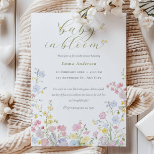 Elegante neutrale Baby-in-Blüte-Babyparty Einladung