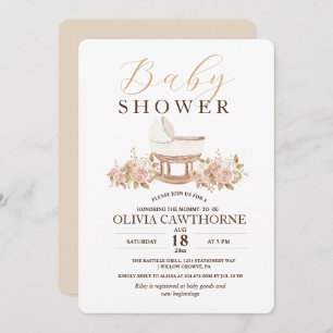 Elegante neutrale Babydusche Einladung