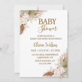 Elegante neutrale Boho-Floral-Baby-Party Einladung