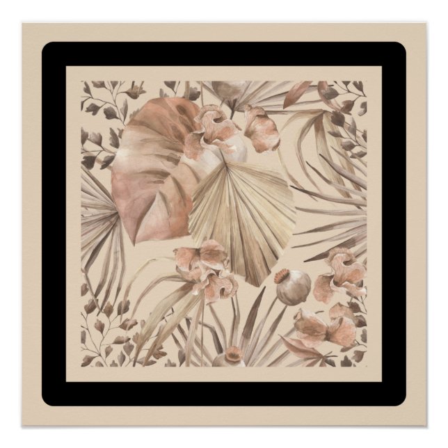 Elegante neutrale botanische Kunst Poster (Vorderseite)
