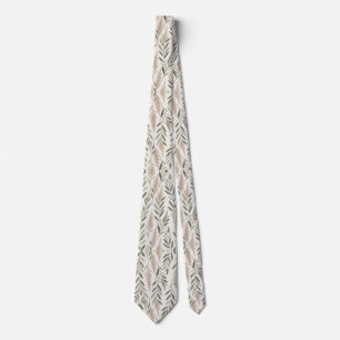 Elegante neutrale botanische Olive Pampas Krawatte