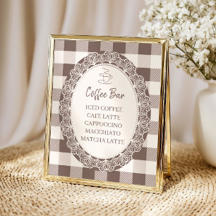 Elegante neutrale Coffee Station Baby Shower Poster