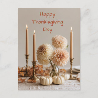 Elegante neutrale Dahlia-Thanksgiving-Karte Feiertagspostkarte