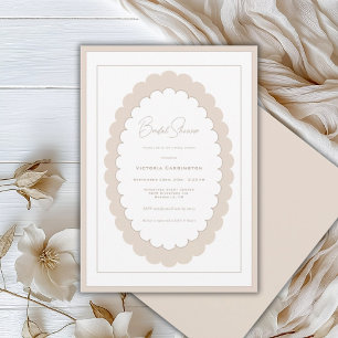 Elegante neutrale Farbe Vintage-Brautparty Einladung