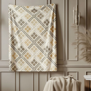 Elegante, neutrale geometrische Elfenbeinbraun Fleecedecke