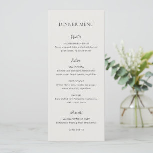 Elegante neutrale Hochzeit Menükarte