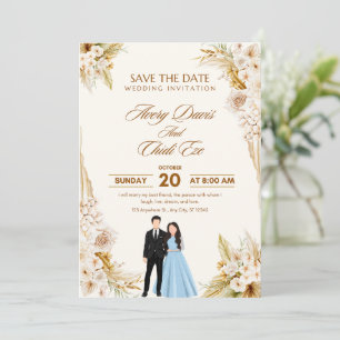 Elegante neutrale Hochzeitsvorlage Einladung