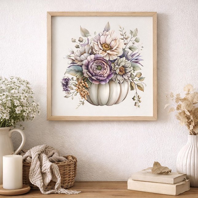 Elegante neutrale Kürbis-Blumen-Herbst-Cottage  Poster (Von Creator hochgeladen)