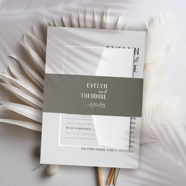 Elegante, neutrale Linie Blume Hochzeit Einladungsbanderole (Von Creator hochgeladen)