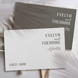 Elegante, neutrale Linie Blume Hochzeit Gästebuch