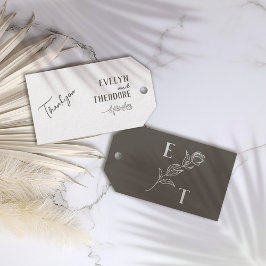 Elegante, neutrale Linie Blume Hochzeit Geschenkanhänger