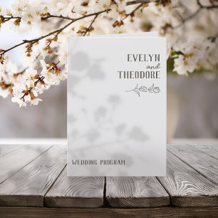 Elegante, neutrale Linie Blume Hochzeit Programm