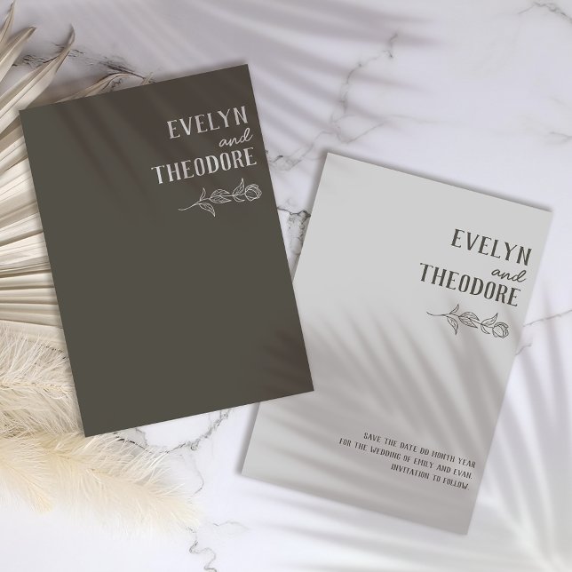 Elegante, neutrale Linie Blume Hochzeit Save The Date (Von Creator hochgeladen)