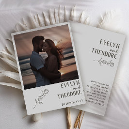 Elegante neutrale Linie Kunstblume Einladung