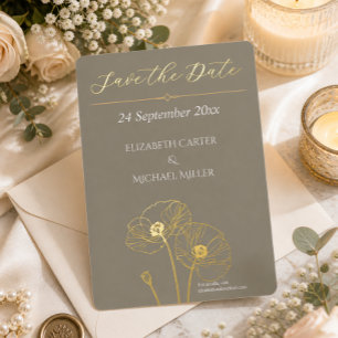 Elegante neutrale Mohn-Hochzeit Minimalist Classic Folieneinladung