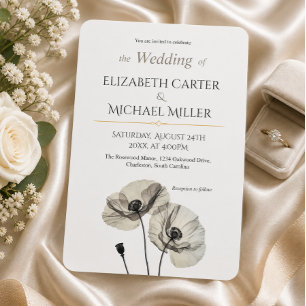 Elegante neutrale Mohn-Hochzeits-Minimalist-Suite Einladung