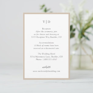 Elegante, neutrale Monogramm Moderne Hochzeit Begleitkarte