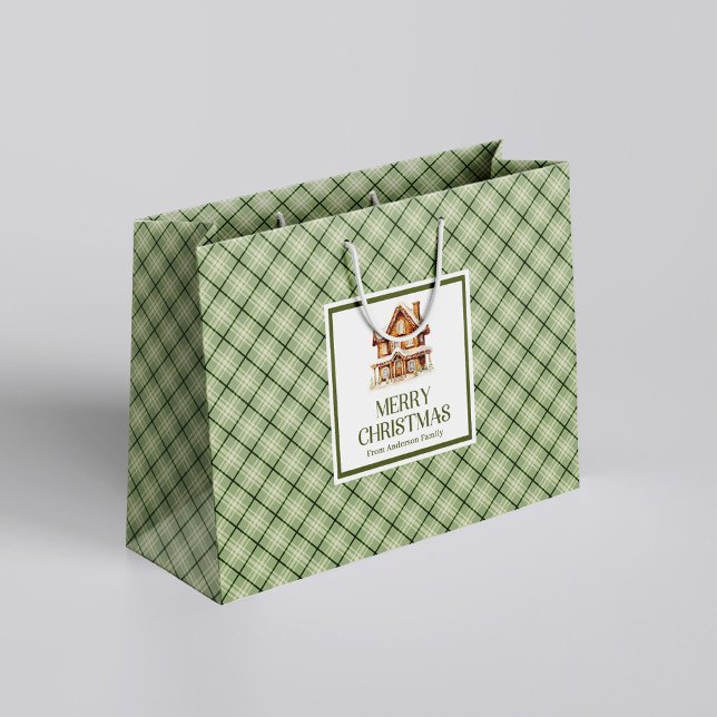 Elegante neutrale nordische Weihnacht-Schrift-Gesc Große Geschenktüte (Elegant Neutral Nordic Christmas Script Gift Bag)