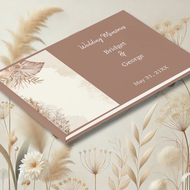 Elegante, neutrale Pampasgrashochzeit Gästebuch (Von Creator hochgeladen)