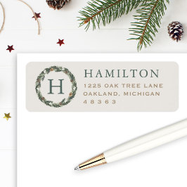 Elegante neutrale Rücksendeadresse des Grünkranzes