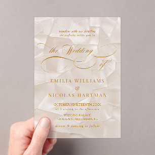Elegante neutrale Schrift Hochzeit Acryleinladungen