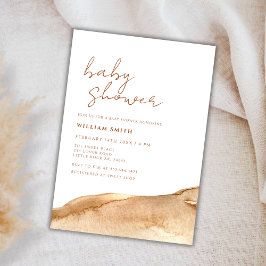 Elegante, neutrale Terracotta Abstrakte Babydusche Einladung