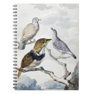 Elegante neutrale Ton Vögel auf Ast Kunst Notizblock