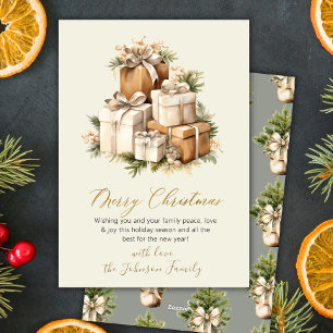 Elegante neutrale Wasserfarben-Weihnachtsgeschenke Feiertagskarte