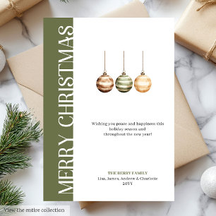 Elegante neutrale Weihnachtskugeln Grußkarte Feiertagskarte