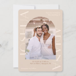 Elegante neutrale Zwei-Foto QR UAwg Wedding Einladung