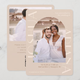 Elegante neutrale Zwei-Foto QR UAwg Wedding Einladung