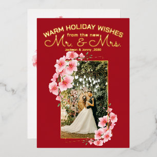 Elegante Neuvermählte Weihnachten Herr und Frau be Folien Feiertagskarte