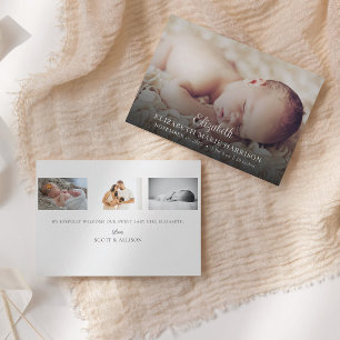 Elegante New Baby Foto Birth Announcement Card Einladung