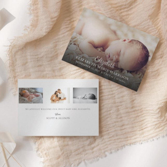 Elegante New Baby Foto Birth Announcement Card Einladung (Von Creator hochgeladen)