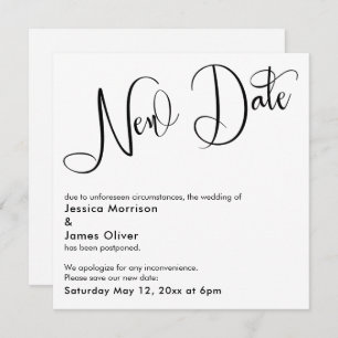 Elegante "New Date"- Verspätete Hochzeitkarte Einladung