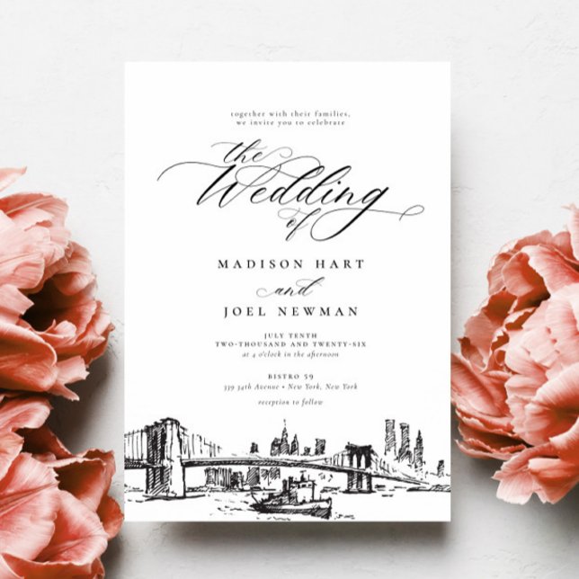 Elegante New York City Calligraphy Chic Wedding Einladung (Von Creator hochgeladen)