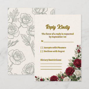 Elegante New Yorker Rosenblüten-Hochzeits-RSVP-Kar RSVP Karte