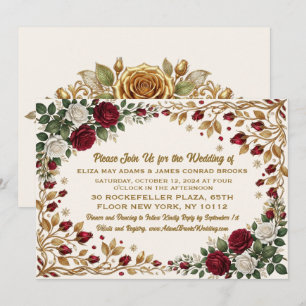 Elegante New Yorker Rosenblüten-Hochzeitseinladung Save The Date