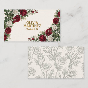 Elegante New Yorker Rosenblüten-Hochzeitsplatzkart Platzkarte