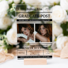 Elegante Newspaper Themed 2 Foto Graduation Party