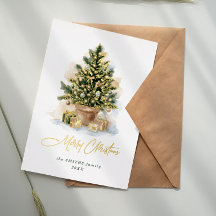 Elegante Nicht-Foto-Wasserfarbe-Weihnachtsbaumfoli