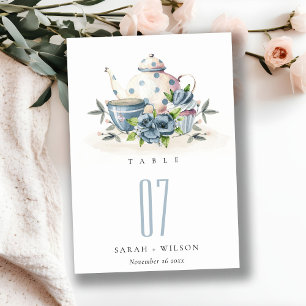 Elegante Niedliche Aqua Blue Blumenstrauß Teatro S Tischnummer