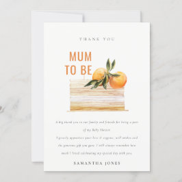 Elegante Niedliche Boho Orange Fruit Cake Babydusc Dankeskarte