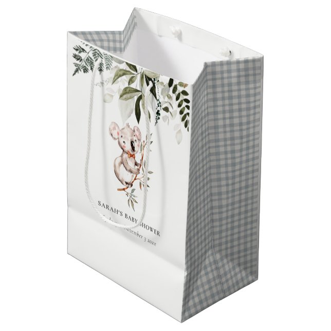 Elegante Niedliche Koala Foliage Babydusche Mittlere Geschenktüte (Vorderseite Schrägansicht)