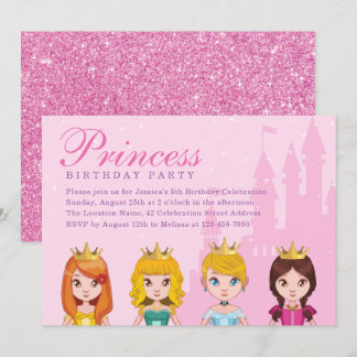 Elegante Niedliche Königliche Prinzessin Girl Birt Einladung